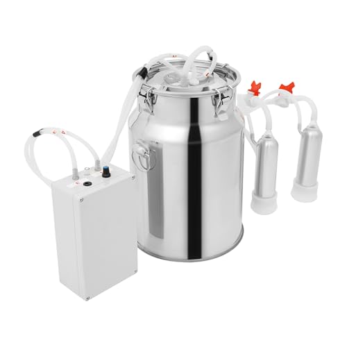 10L Goat Milking Machine, Adjustable Pulse Vacuum Electric Cow Milking Machine, Portable Electric Cow Milker with Udder Protection for Cows and Goats - size: 10L