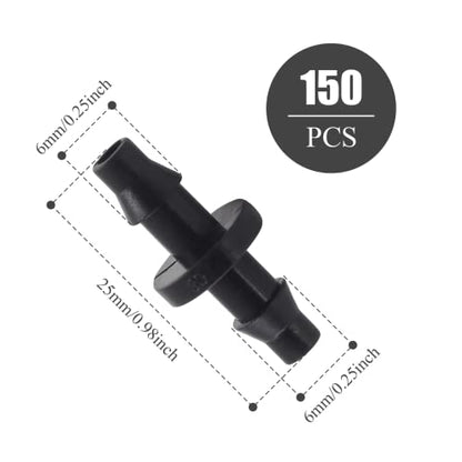 150Pcs 1/4 Inch Drip Irrigation Coupling Fittings - size: Straight Coupling (150Pcs)