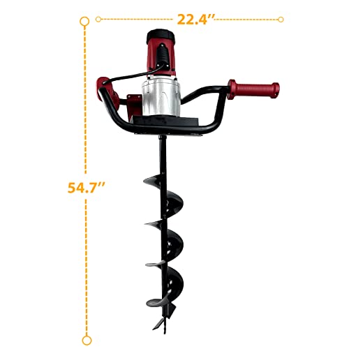 JACKCHEN 1500W Electric Post-Hole Digger with 6-Inch Auger Bit, Earth Auger Drill, Auger Bit Earth Auger, Ideal for Post Hole Digging, Drilling, Tree Planting, Red - color: Red, style: 1500W+6"Auger Drill, Red