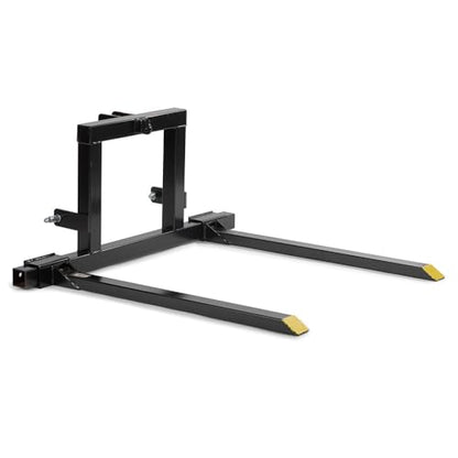 Titan Attachments 3 Point Pallet Fork Frame, Cat 1 Quick Hitch Compatible, 28"-45" Adjustable Fork Width, 1,500 LB Capacity, 3/8" Tow Hook Included
