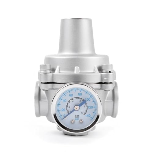 Water Pressure Regulator valve with Gauge, 3/4" NPT Adjustable RV Water Pressure Regulator, 304 Stainless Steel Water Pressure Reducing Valve for Garden, Home, Industrial Use - size: 0.75 Inch