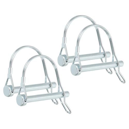 PATIKIL Trailer Coupler Pin 5/16" x2-3/8, 4 Pcs Wire Lock D Shape Safety Shaft Locking Round Pto Pins for Farm Trailers Lawn Hitches Garden Tractor Kayak Boat, Silver (8x60mm) - size: 5/16" x 2-3/8"