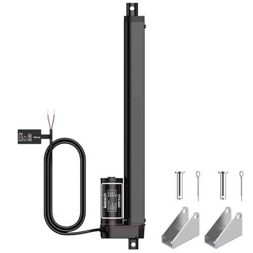 Justech 330LBS/1500N-12inch/300mm 12V Linear Actuator with Bracket, Black - size: 1500N 300mm