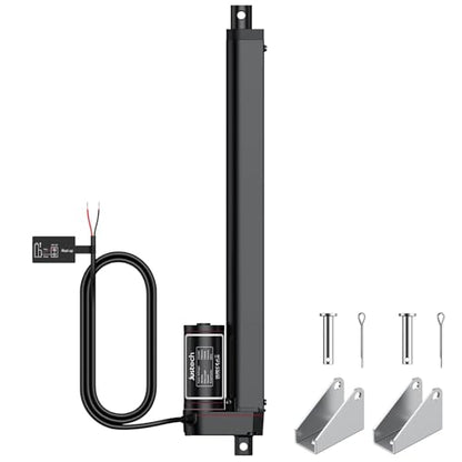 Justech 330LBS/1500N-12inch/300mm 12V Linear Actuator with Bracket, Black - size: 1500N 300mm