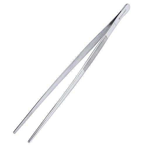 12 Inch Kitchen Tweezers Fine Tweezer Tongs, MSY BIGSUNNY Stainless Steel Food Tweezers Multi-function Precision Serrated Tips Cooking Tongs Kitchen Serving Tong - size: 12" Tweezers