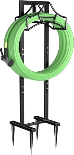 Garbuildman Garden Hose Holder With 4 Spikes, Freestanding Metal Hose Stand for Outdoor Garden, Detachable Hose Storage Rack for Lawn & Yard, Volcano Black - size: 4-Spike Volcano