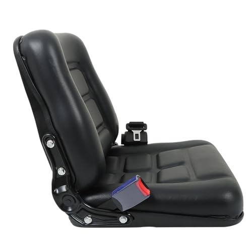 GXYWADY Universal Adjustable Fold Down Forklift Seat Replacement for Tractor Loader Excavator Forklift Black