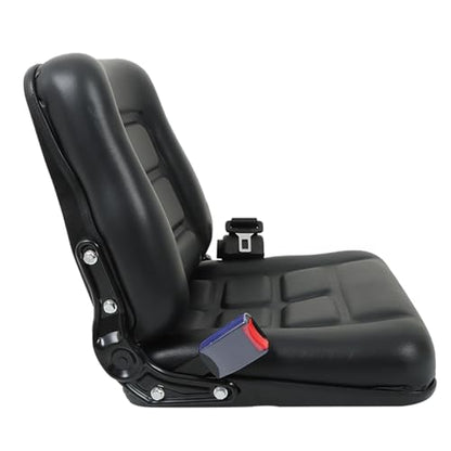 GXYWADY Universal Adjustable Fold Down Forklift Seat Replacement for Tractor Loader Excavator Forklift Black