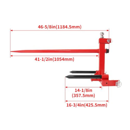 Suitable for 3-Point Hay Bale Spear with 3000 LB Capacity - Cat 1 Tractor Receiver Hitch & Gooseneck Ball