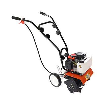 Garden Cultivator Gas Powered Soil Tiller, 2-Stroke 1.7HP 43CC Air-Cooled Front Tine Rototiller, 8500RPM Walk Behind Mini Gas Cultivator Tiller with 1.97-3.94in Tilling Depth & 9.84in Width - size: 1.7HP 43CC Style2