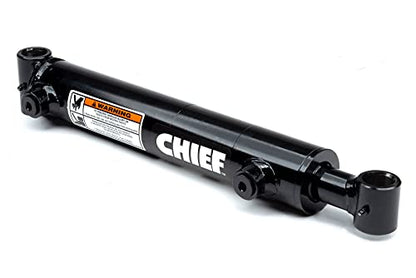 Chief WT Welded Cross Tube Cylinder - 3 Bore x 10 Stroke Double Acting Hydraulic Cylinder - 3000 PSI - 1.75” Rod Diameter - 1” Pin, SAE #8 Port - Extended Length 28” - Universal Hydraulic Cylinder - size: 3x10