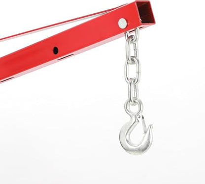 GarveeLife 1000 LBS Hydraulic Pickup Truck Crane, 360° Swivel Hitch Mounted Hoist with 3 Adjustable Booms, Truck Bed Crane for Lifting Engine, Deer, or Construction Goods-Red - color: Red
