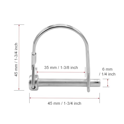 12-Pack Safety Coupler Hitch Pins with Round Loop 1/4 x 1-3/4 Inch - size: 1/4 x 1-3/4