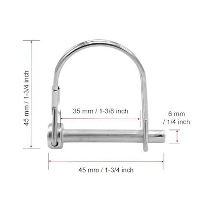 12-Pack Safety Coupler Hitch Pins with Round Loop 1/4 x 1-3/4 Inch - size: 1/4 x 1-3/4