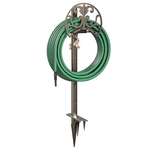GOFORWILD Hose Stand with Brass Faucet, Holds 150 ft 5/8-in Hose