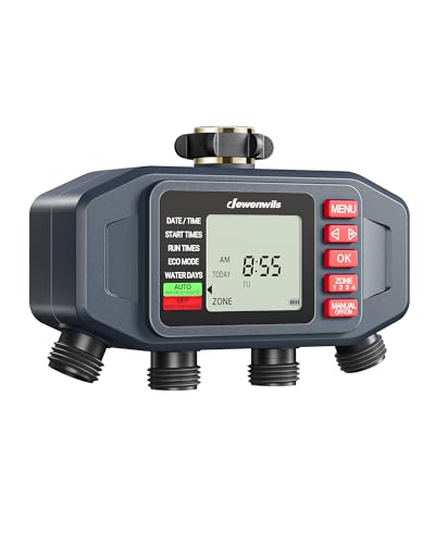 DEWENWILS Irrigation Timer 4 Zone, with Rain Delay/Manual/AUTO Irrigation - color: 4 Zone Pro