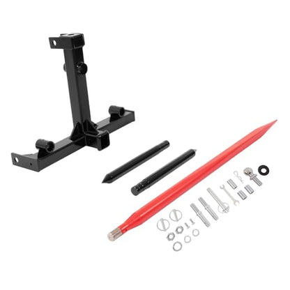 Suitable for 47-Inch 3-Point Hay Spear Gooseneck Trailer Hitch for All Category 1 Tractors – 3000lbs Capacity with 2 Stabilizers & Quick Hitch Attachment – Durable Black Steel, Powder Coated