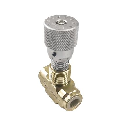 Straight Flow Control Needle Valve for Hydraulic System, Heavy-Duty Carbon Steel Pressure Fittings with 3/8" NPT Connection and Rotatable Knob - size: 3.5 inches (W) x 3.5 inches (L) x 1.5 inches (H)