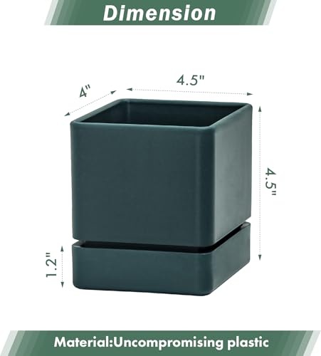 D'vine Dev Plastic Herb Planter Pot, 4 in, Green, 76-Y-C-1 - color: Green, size: 4 Inch x 4.5 Inch