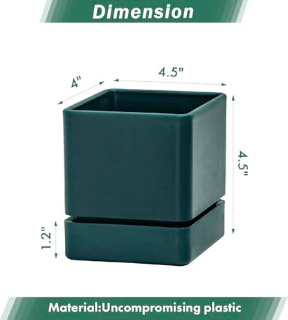 D'vine Dev Plastic Herb Planter Pot, 4 in, Green, 76-Y-C-1 - color: Green, size: 4 Inch x 4.5 Inch