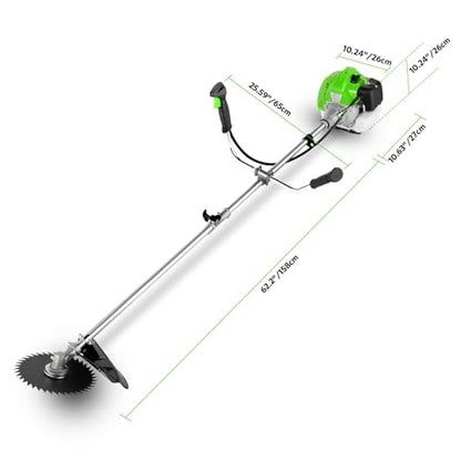 58CC 4 in 1 Gas Powered Weed Wacker, Brush Cutter, 18.5 in Cut Path Green - color: Green