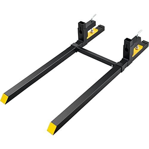 VEVOR Pallet Forks, 2000 lbs Clamp on, 60" Total Length | Heavy Duty, Adjustable Stabilizer Bar, For Tractor Attachments, For Skid Steer, For Loader Bucket