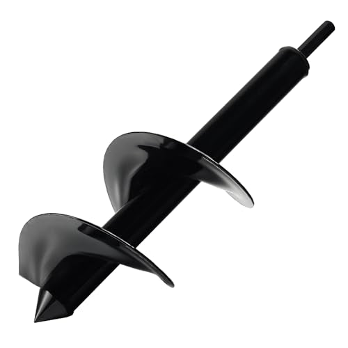 4 x 12 Inch Auger Drill Bit for Planting, Garden Spiral Drill Bit Rapid Bulb Planter Drill Auger for Planting Bulb Flower, Bedding Plant, Post or Umbrella Hole Digger for 3/8" Hex Drive - size: 4" x 12"-Black