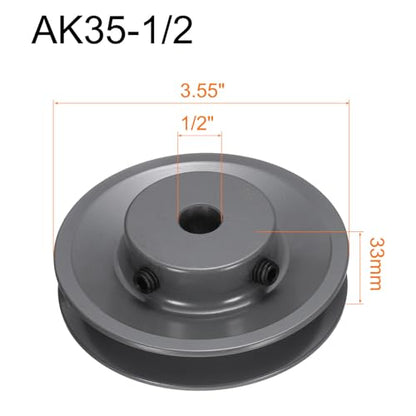 uxcell AK35-1/2V-Belt Sheave 1/2"Bore 3.55"OD Single Groove Web Sheave