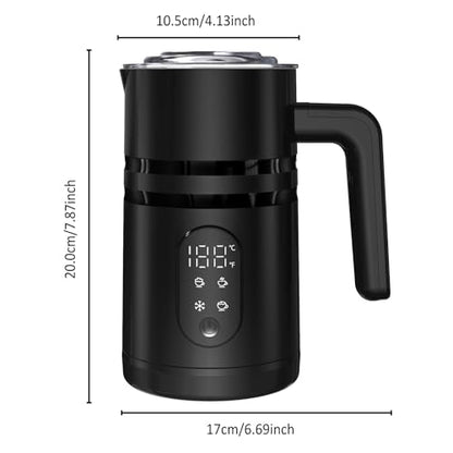 4 in 1 Electric Milk Frother, Hot & Cold Foam Maker, Digital Display, Black - color: Black-A