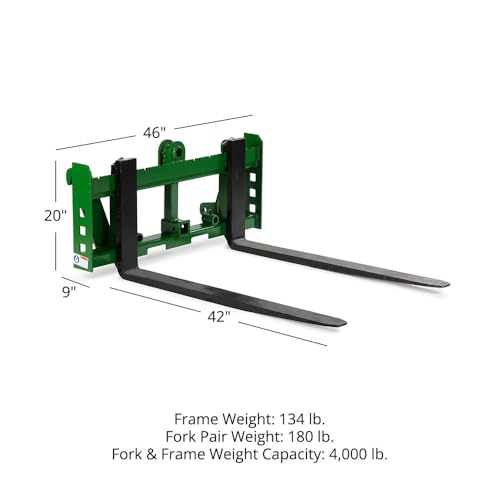 Titan Attachments Economy Series Global Euro Pallet Fork Frame Fits John Deere Tractors, Rated 4,000 LB, Receiver Hitch for Lightweight Towing (Pallet Fork Length: Frame + 42" Blades) - size: Pallet Fork Length: Frame + 42" Blades