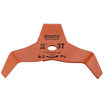 12", Thickness 4MM-3T Bend, Arbor 1" with 7/8"-20-5/8" Washer, Weed Eater Blade, Heavy Duty Brush Cutter Blade, Steel Blade. Suitable for All Brand of Brush Cutter - size: 12" 3T