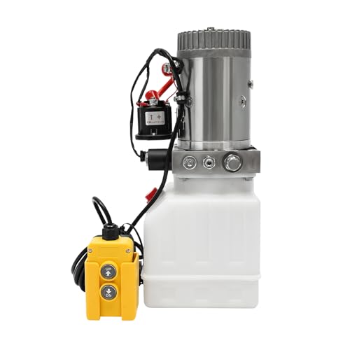 Hydraulic Pump 4.2 Quart Hydraulic Power Unit Single Acting Trailer Pump 12V DC Plastic Reservoir Hydraulic Pump for Dump Trailer Car Lifting Platforms