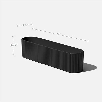 Veradek Demi Series Window Box Planter - Round Outdoor Planter - color: Black, size: 36 inch