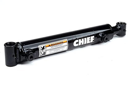 Chief WT Welded Cross Tube Cylinder - 2 Bore x 6 Stroke Double Acting Hydraulic Cylinder - 3000 PSI - 1.25” Rod Diameter - 0.75” Pin, SAE #8 Port - Extended Length 19” - Universal Hydraulic Cylinder - size: 2x6, 0.75 Pin