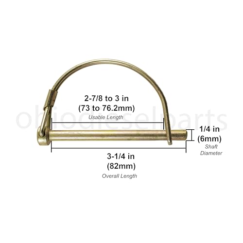 Round Shaft Locking Pin for PTO Trailer Hitch Safety Retainer Coupling 1/4" Diameter x 3" Length (Pack of 3)