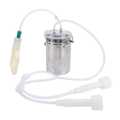 Manual Milking Machine, 2000ML Stainless Steel Bottle Milking Kit, Automatic Goat Cow Pulsation Vacuum Milker, Portable Cow Hand Vacuum Pump for Milk Plant Farm