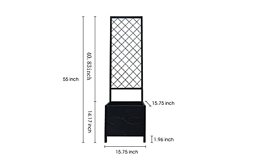 Zhongma 15.75 x 15.75 x 55 in Raised Garden Bed with Trellis,Heavy Duty Plant Box for Climbing Plants with Drainage Hole, Metal Lattice Planter Gardon Box with Inner Fabric Liners. - size: 15.75 x 15.75 x 55 in