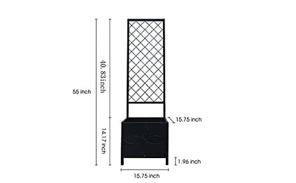 Zhongma 15.75 x 15.75 x 55 in Raised Garden Bed with Trellis,Heavy Duty Plant Box for Climbing Plants with Drainage Hole, Metal Lattice Planter Gardon Box with Inner Fabric Liners. - size: 15.75 x 15.75 x 55 in