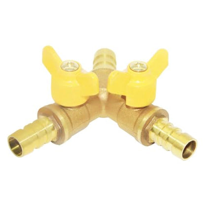 Beduan 3 Way Shut Off Ball Valve 1/4" Hose Barb 2 Switch Brass Y Shaped - size: 1/4 Inch, style: Fixed