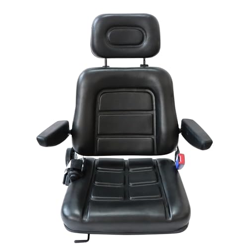 GXARTS Universal Forklift Excavator Tractor Seat with Adjustable Angle Back Micro Switch and Slide Compatible with Tractor Excavator Skid Loader Backhoe Dozer Telehandler Equipment Construction