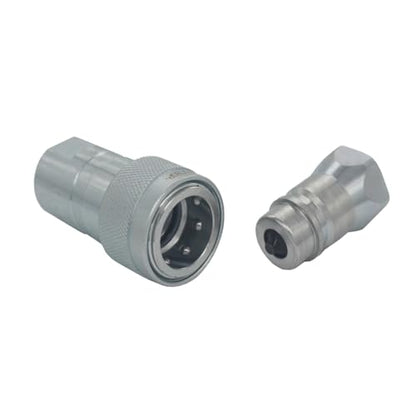 2-Set 1/2" Ag ISO5675 Carbon Steel Hydraulic Quick Disconnect Coupling Poppet Valve，Pioneer Type with Black and Green Colour Dust Cap - size: 1/2"NPT-Poppet(Black and Green)