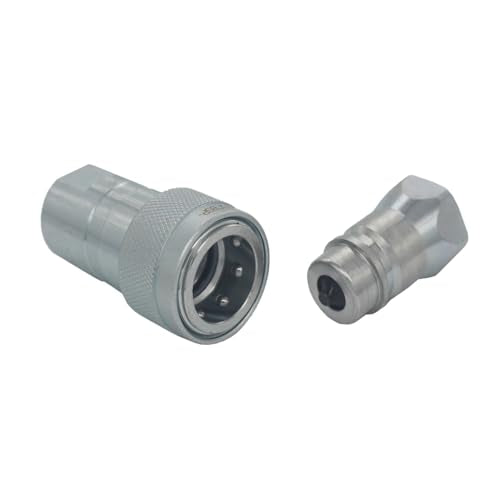 2-Set 1/2" Ag ISO5675 Carbon Steel Hydraulic Quick Disconnect Coupling Poppet Valve，Pioneer Type with Black and Green Colour Dust Cap - size: 1/2"NPT-Poppet(Black and Green)