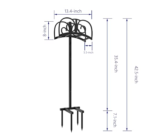 Upgraded Garden Hose Holder Stand with 4 Spikes - Heavy Duty Metal Water Hose Reel, Hose Organizer, Holds 150ft Hose for Outside Yard Lawn, Black