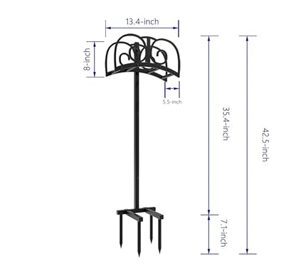 Upgraded Garden Hose Holder Stand with 4 Spikes - Heavy Duty Metal Water Hose Reel, Hose Organizer, Holds 150ft Hose for Outside Yard Lawn, Black