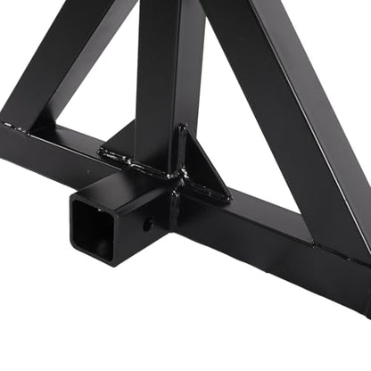 3 Point Trailer Hitch with 2" Receiver and Towing Hook - Heavy Duty Drawbar Adapter for 3 Pt Farm Equipment and Subcompact Trailers, Compatible with Kubota, Yanmar, Kioti, and Cat Tractors