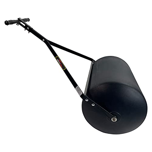 Brinly 270 lb. Combination Push/Tow Poly Lawn Roller with Easy-Turn Tethered Plug, 18 by 24" - Flat Black - color: Flat Black