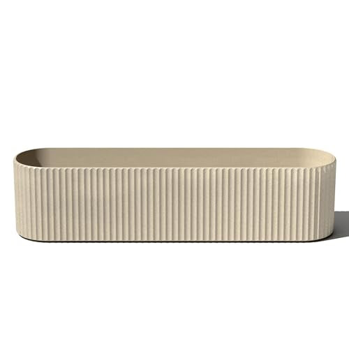 Veradek Demi Series Window Box Planter - Round Outdoor Planter - color: Sand, size: 36 inch