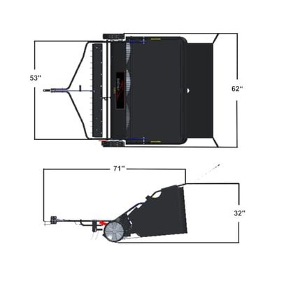 Brinly 54" Tow-Behind Combo Lawn Sweeper with Dethatcher and Hamper Windscreen - size: 54"