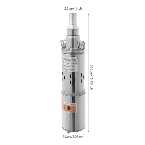 Solar Well Pump 12V 180W Submersible Water Pump with 55.77ft Cable, Max Lift 98.43ft 1.2m³/H Stainless Steel Irrigation Pump for Irrigation Agricultural Garden Home