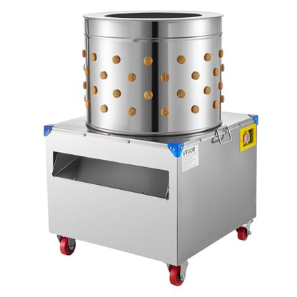 VEVOR Chicken Plucker Machine, 19.7 in Drum, 2HP & 275RPM Electric Chicken Plucking Machine with 106 Soft Fingers & Transport Wheels, Stainless Steel Feather Remover for Processing 2-4 Chicks Once